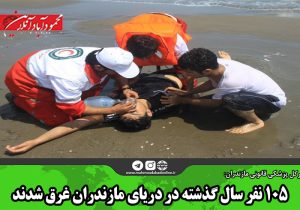 ۱۰۵ نفر سال گذشته در دریای مازندران غرق شدند