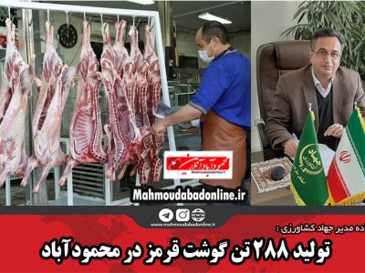 تولید ۲۸۸ تن گوشت قرمز در محمودآباد