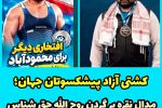 مدال نقره کشتی آزاد پیشکسوتان جهان بر گردن ورزشکار محمودآبادی
